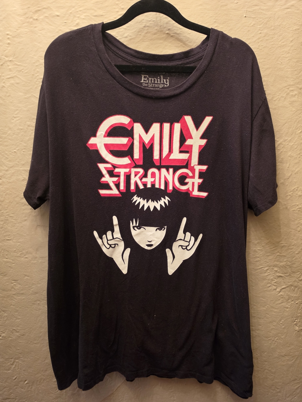 Emily the Strange Graphic Tee Large Black Cotton Alt Goth Emo Punk Shirt